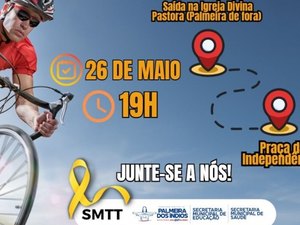 Passeio ciclístico encerra programação do Maio Amarelo em Palmeira dos Índios