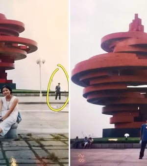 Desconhecidos se fotografam no mesmo lugar; anos depois, se apaixonam e notam a coincidência