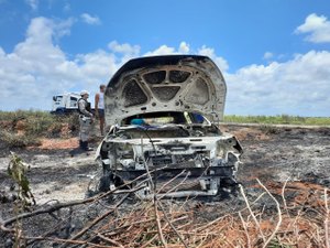 Carro pega fogo após colisão em Jequiá da Praia; vereador fica ferido