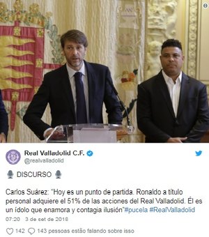 Ronaldo Fenômeno é apresentado como novo dono do Valladolid 