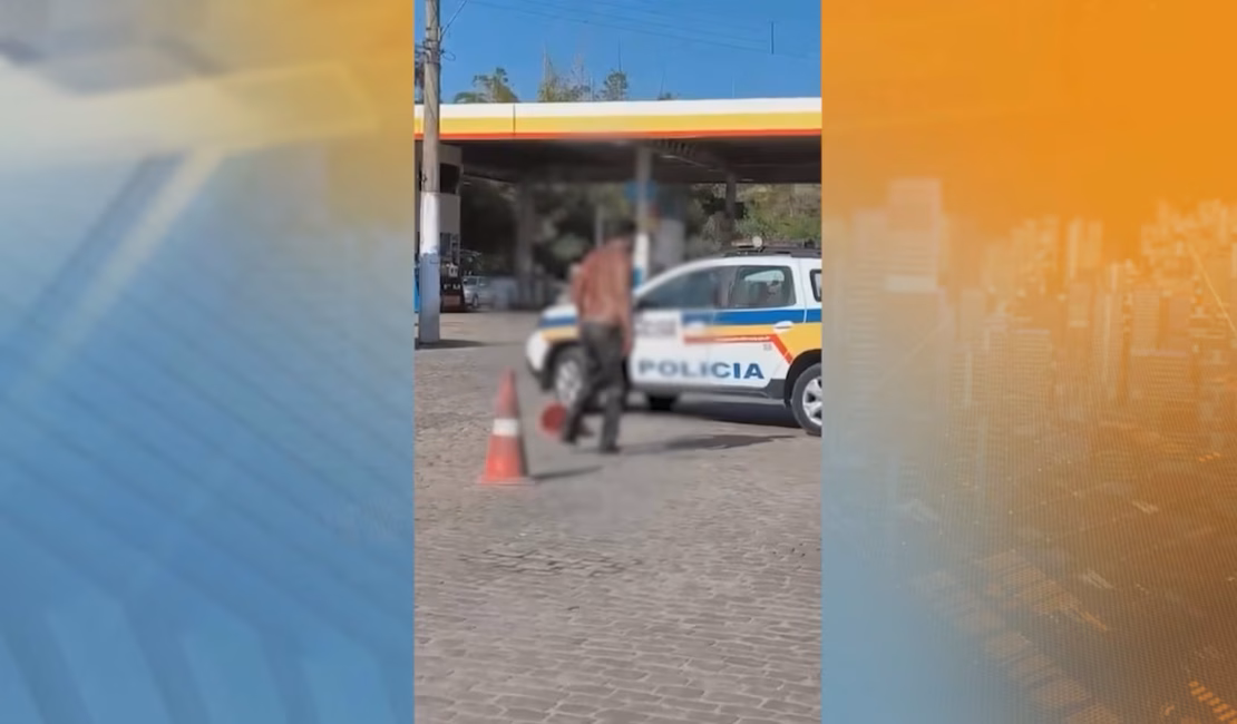 Homem é preso por atacar filho com golpes de faca e reagir à abordagem da PM em Minas