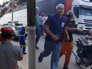[Vídeo] Trabalhadores são evacuados durante incêndio em fábrica no Distrito Industrial