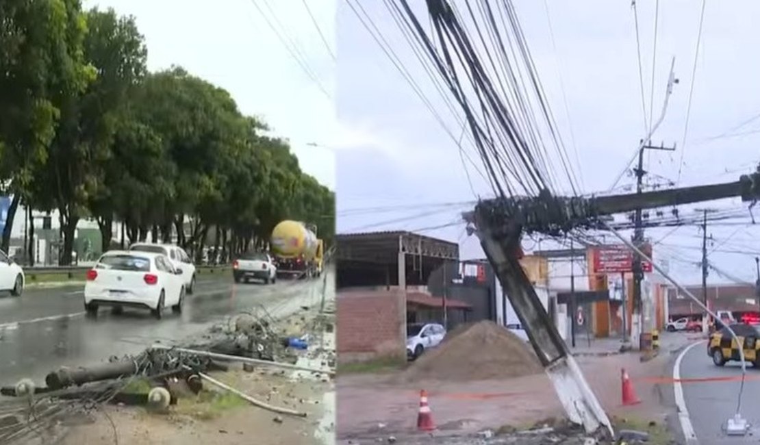 Duas batidas contra postes provocam trânsito e queda de energia na parte alta de Maceió