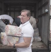 Santana do Ipanema: após enchentes, Marx Beltrão leva 2 toneladas de alimentos ao município