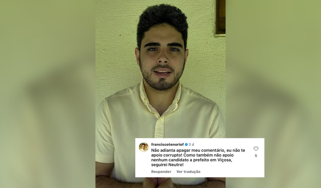 Chico Tenório anuncia apoio a Flaubert Filho em Viçosa, mas filho ex-candidato diz que seguirá neutro