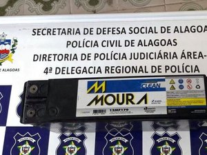 Bateria de torre de celular roubada em PE é recuperada em Alagoas