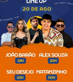 Festival de Inverno encerra programação nesta quarta (20) com grandes shows no aniversário de Palmeira