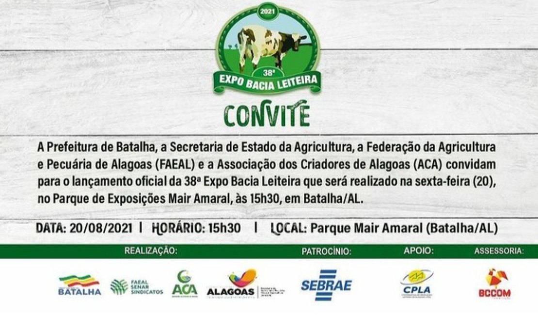 Expo Bacia Leiteira será lançada nesta sexta (20) em Batalha