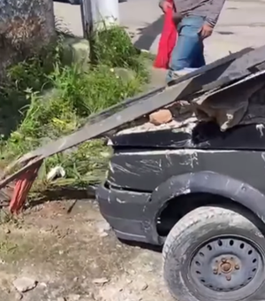 Motorista perde o controle da direção e colide com muro no bairro Santos Dumont