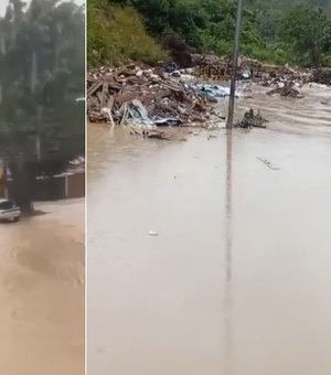Fortes chuvas deixam ruas e avenidas alagadas e dificultam trânsito em Maceió