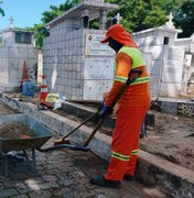 Cemitérios públicos de Maceió recebem mutirão de limpeza durante a semana