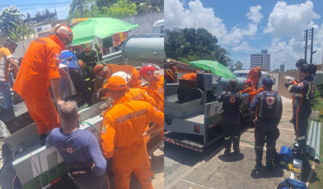 Homem tem mão esmagada após ficar preso em equipamento de construção