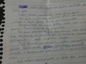 Mulher mantida em cárcere privado pelo marido pede ajuda em carta