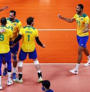 Seleção brasileira masculina de vôlei ganha de virada contra a Argentina