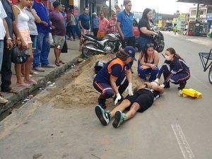 Condutor de veículo derruba motociclista e foge do local do acidente