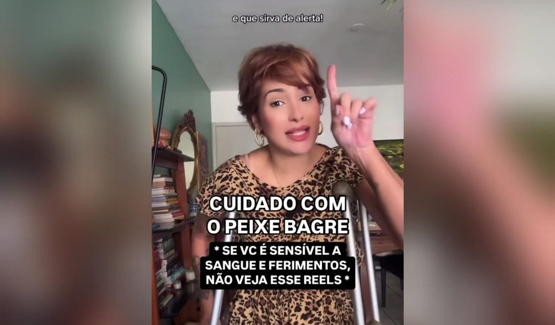 [Vídeo] Influenciadora se fere ao pisar em peixe na Praia de Boa Viagem e faz alerta aos banhistas