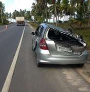 Coqueiro desaba em carro na rodovia AL 101 Norte