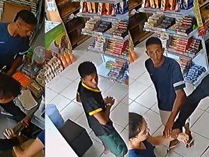 Câmera de segurança flagra trio roubando caixa de mercadinho no Antares