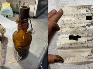 Homem encontra mensagem de 40 anos dentro de garrafa e surpreende remetente