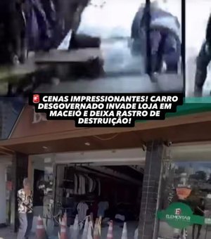 Carro desgovernado invade e destrói parte de loja no bairro Mangabeiras