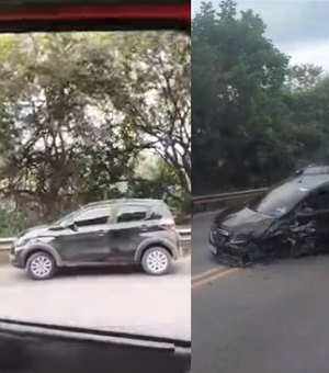 [Vídeo] Colisão entre carros deixa um pessoa ferida na BR-316, em Satuba