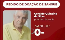 Família pede doação de sangue O- para idoso internado em Coruripe