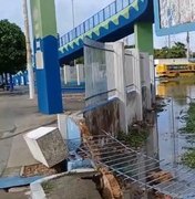 Muro do CEPA desaba após fortes chuvas em Maceió