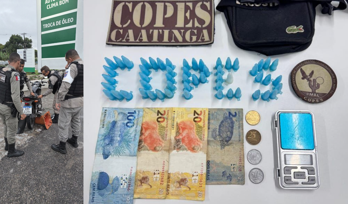 PM apreende drogas e moto adulterada durante ações em Olho D’Água das Flores e Maceió