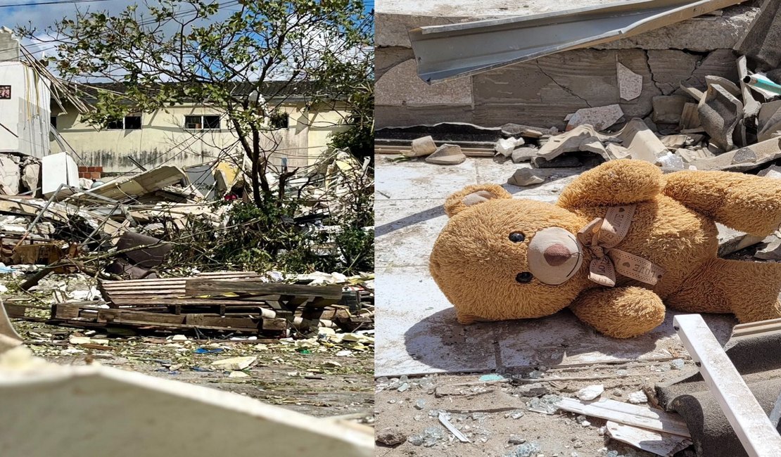 [Vídeo] Imagens mostram detalhes da destruição causada por desabamento de prédio, em Maceió