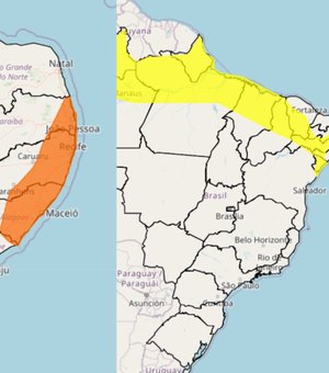 Inmet emite novos alertas e aponta riscos de grandes alagamentos e deslizamentos em Alagoas