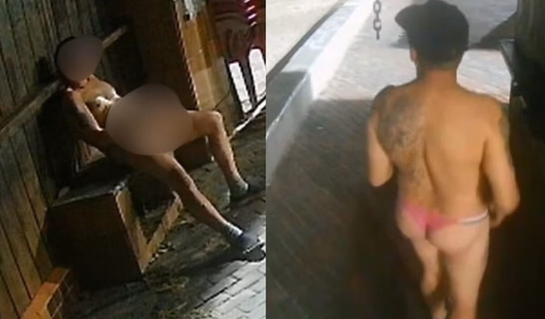 Homem só de calcinha é flagrado se masturbando perto da praia