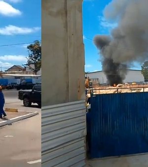 Incêndio atinge construção da nova sede da Assembleia Legislativa, em Maceió