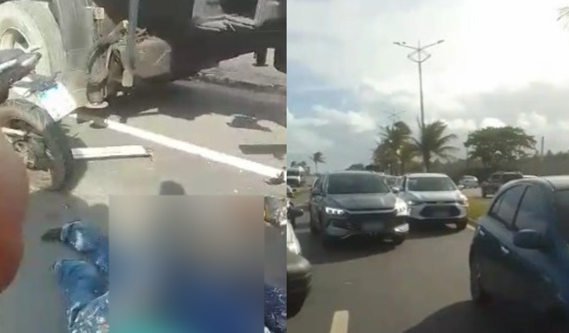 Colisão entre motocicleta e caminhão deixa uma pessoa morta no Pontal da Barra, em Maceió