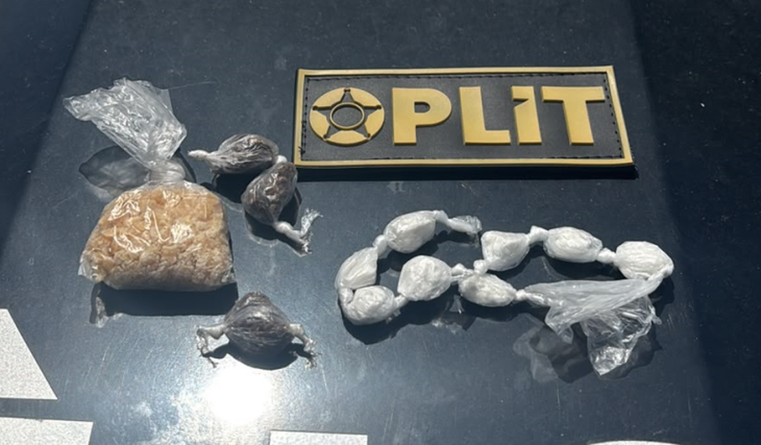 Homem é preso com maconha, crack e cocaína na praia de Pajuçara, em Maceió