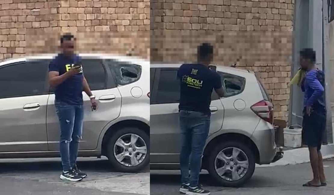 Flanelinha quebra vidro de carro após discussão no bairro Jaraguá, em Maceió