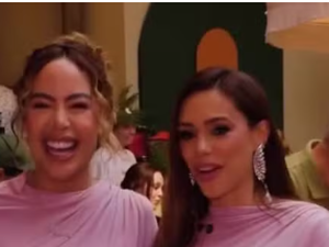 Bruna Biancardi e irmã de Neymar surgem com roupas iguais na festa de Mavie