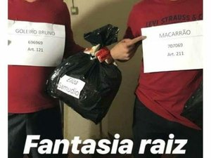 Jovens vão a festa fantasiados de goleiro Bruno e Macarrão e causam revolta