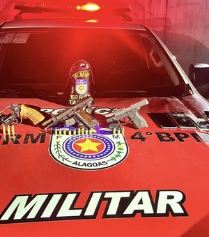 Polícia Militar apreende três armas e prende quatro suspeitos de roubo durante ocorrência em Maceió