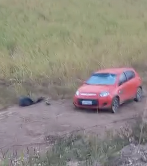Carro com placa de Arapiraca cai de ribanceira na ladeira da Pindorama, zona rural de Coruripe