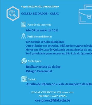 Ifal firma parceria para dez vagas de estágio em São Luís do Quitunde
