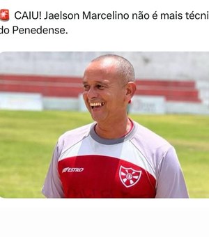 Penedense anuncia saída de Jaelson Marcelino e agradece pelo trabalho no comando técnico