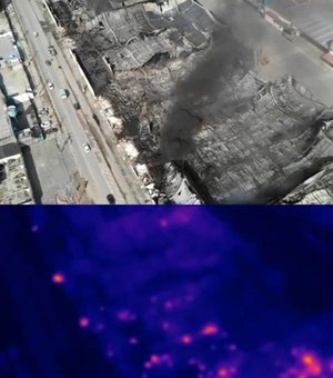 Bombeiros retornam a fábrica incendiada e usam drone para detectar focos de calor
