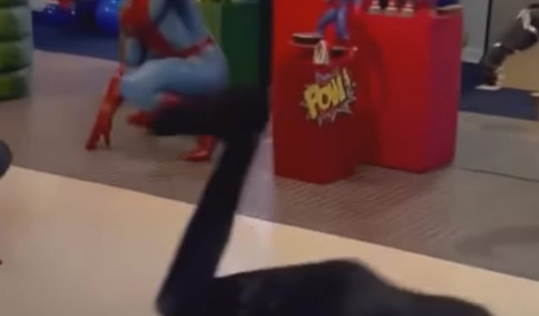 Pantera Negra leva tombo em festa infantil e Homem-Aranha não faz nada