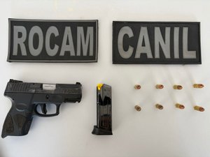 Homem é flagrado com pistola durante abordagem da PM no bairro Primavera
