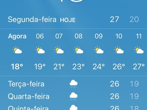 Aplicativos que medem o tempo apontam 18°C em Arapiraca