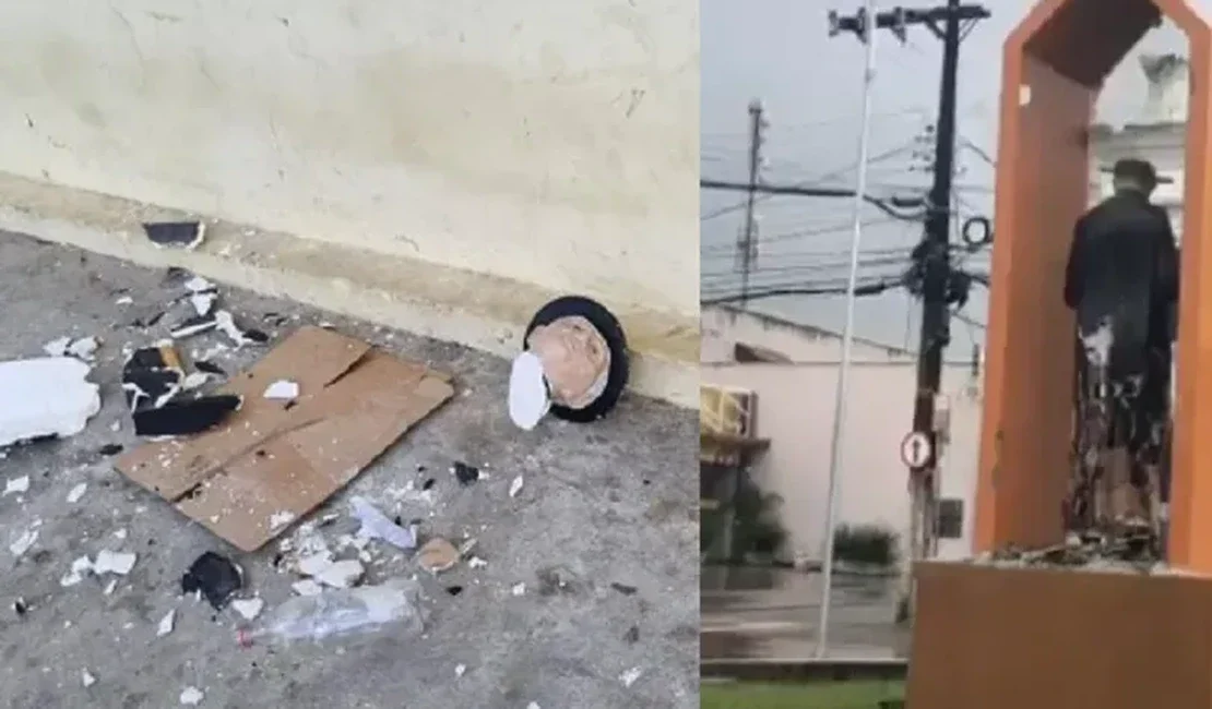 [Vídeo] Homem que destruiu imagem religiosa em Campo Alegre é indiciado por vandalismo e intolerância religiosa