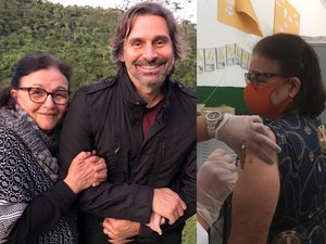 Murilo Rosa comemora mãe ser vacinada contra Covid-19: