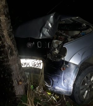 Carro colide em coqueiro e deixa feridos em Japaratinga