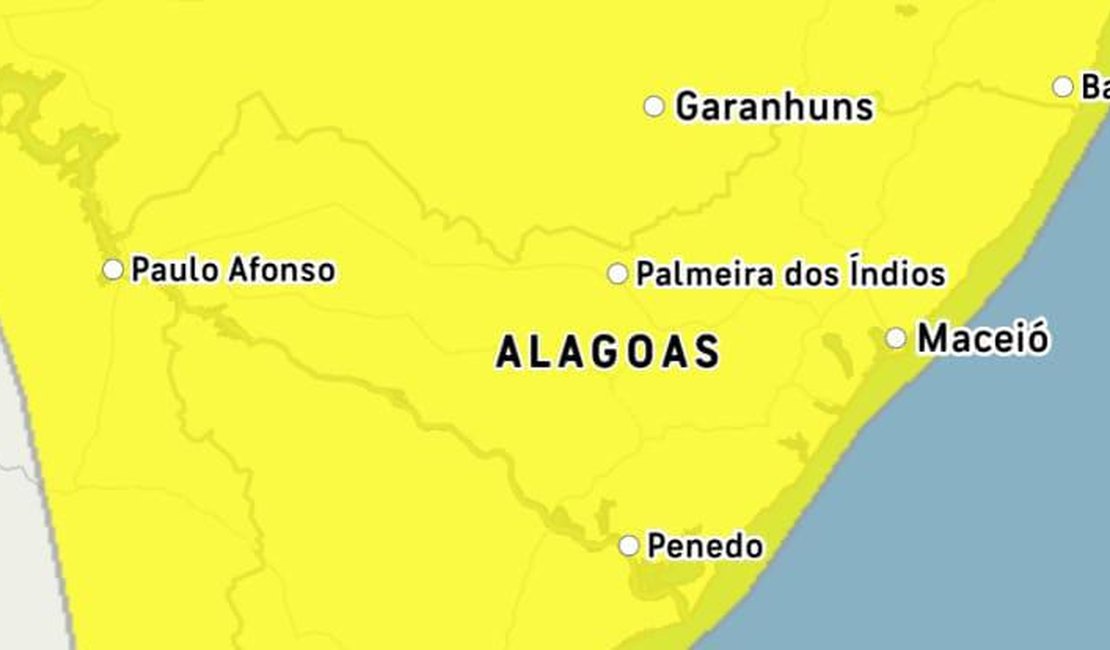 Inmet emite alerta de chuvas para todas cidades alagoanas