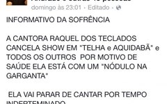 Informativa do organizador do show, a respeito do cancelamento do show de Raquel